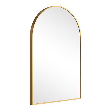 HomeRoots 36" Gold Metal Arch Framed Bathroom Vanity Mirror