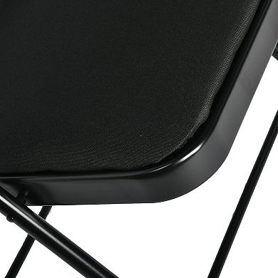 HomeRoots Set of Four Black Faux Leather and Steel Folding Chairs