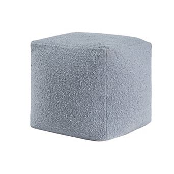 HomeRoots 18" Blue Boucle Pouf Ottoman