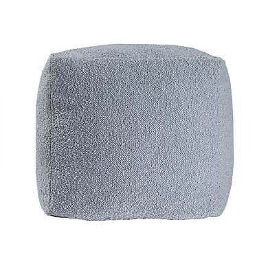 HomeRoots 18" Blue Boucle Pouf Ottoman