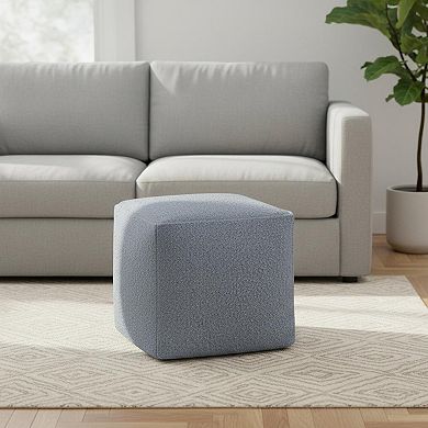 HomeRoots 18" Blue Boucle Pouf Ottoman