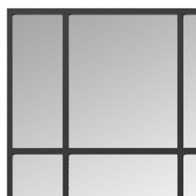 HomeRoots 63" Black Iron Window Pane Geometric Framed Full Length Hanging Mirror