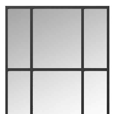 HomeRoots 63" Black Iron Window Pane Geometric Framed Full Length Hanging Mirror