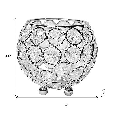 HomeRoots 4" Silver Geometric Faux Crystal Tabletop Votive