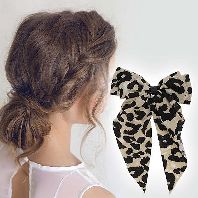 Grace Leopard Print Bow Barrettes Ribbon Hair Clips