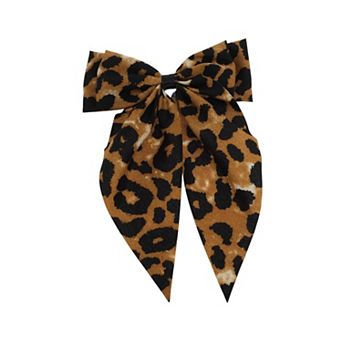 Grace Leopard Print Bow Barrettes Ribbon Hair Clips