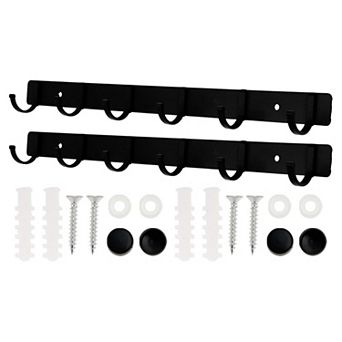 2 pc Coat Rack Wall Mount, Coat Hooks Wall Mount, Wall Hooks for Hanging, Hat Rack w 6 Hooks
