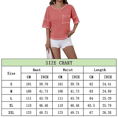 Womens Short Sleeve Summer Tops Crewneck Knit Solid Loose Casual Basic T Shirts Tee