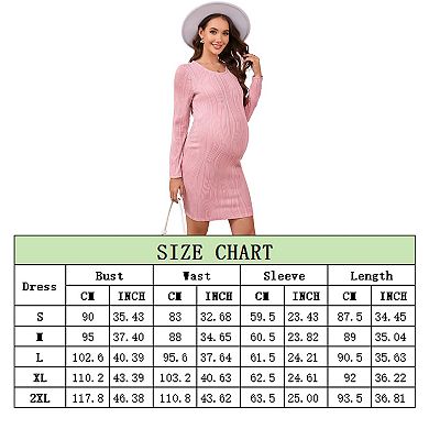 Maternity Sweater Dress Lantern Sleeve Crew Neck A-Line Swing Knit Loose Pullover Midi Dresses