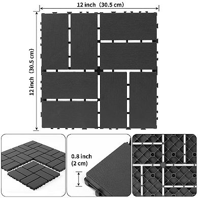 WOW PIONEER Interlocking Plastic Deck Tiles 44 Pack for Outdoor Indoor Flooring Surface
