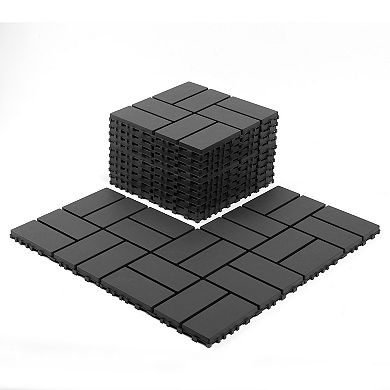 WOW PIONEER Interlocking Plastic Deck Tiles 44 Pack for Outdoor Indoor Flooring Surface