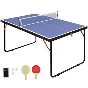 WOW PIONEER Portable Foldable Table Tennis Set with Net Paddles Balls for Indoor Outdoor Use