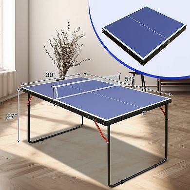 WOW PIONEER Portable Foldable Table Tennis Set with Net Paddles Balls for Indoor Outdoor Use