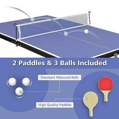 WOW PIONEER Portable Foldable Table Tennis Set with Net Paddles Balls for Indoor Outdoor Use