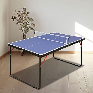 WOW PIONEER Portable Foldable Table Tennis Set with Net Paddles Balls for Indoor Outdoor Use