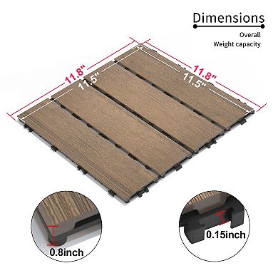 WOW PIONEER 11 Piece Interlocking Composite Deck Tiles for Indoor and Outdoor Flooring