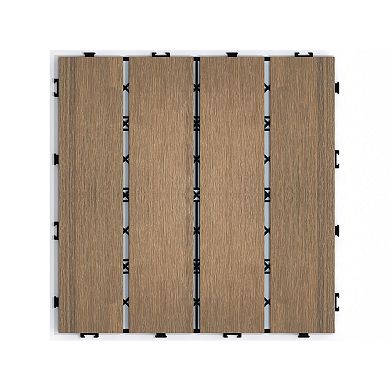 WOW PIONEER 11 Piece Interlocking Composite Deck Tiles for Indoor and Outdoor Flooring