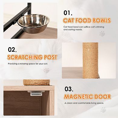 48" All-in-one Cat Tower for Indoor Cats with Large Hammock Food Station