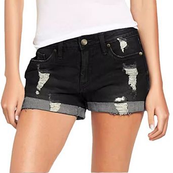 Women's High Waisted Ripped Denim Shorts Summer Hot Short Jeans