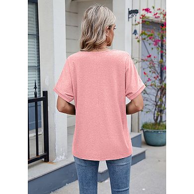 Women's V-Neck Basic Top Soft Skin-Friendly Versatile Trendy Casual Summer Spring Blouse