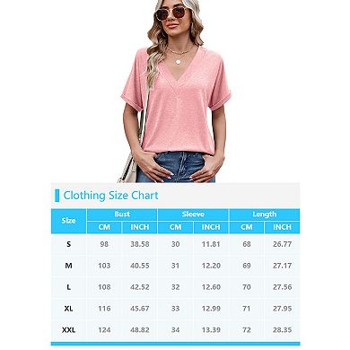 Women's V-Neck Basic Top Soft Skin-Friendly Versatile Trendy Casual Summer Spring Blouse