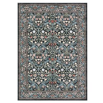 Area Rug Living Room Washable Area Rugs with Non Slip Backing, Vintage Botanical Print Rug