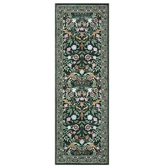 Area Rug Living Room Washable Area Rugs with Non Slip Backing, Vintage Botanical Print Rug