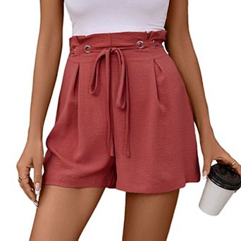 Women Athleic Wide Leg High Waist Drawstring Casual Vacation Beach Shorts