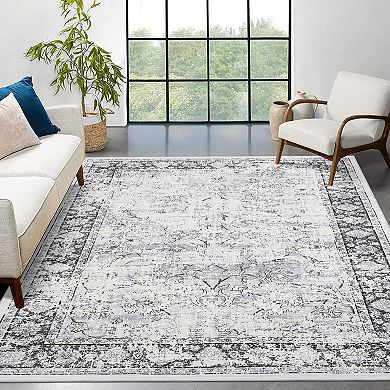 Boho Washable Rugs Non-Slip Kitchen Runner, Stain Resistant Low Pile Soft Carpet