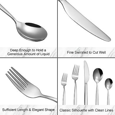 30 Piece Silverware Flatware Set Service for 6