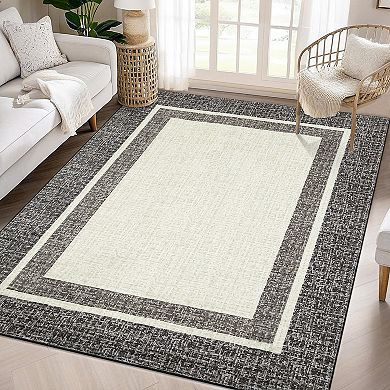 Modern Low-Pile Washable Rug - Non-Slip, Stain Resistant Thin Carpet for Indoor Floor