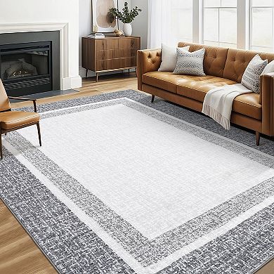 Modern Low-Pile Washable Rug - Non-Slip, Stain Resistant Thin Carpet for Indoor Floor
