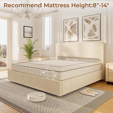 Platform Bed with 4 Storage Drawers Upholstered Headboard