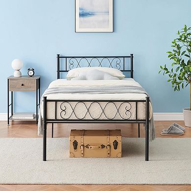 Metal Bed Frame with Headboard & Footboard