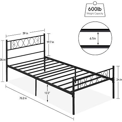Metal Bed Frame with Headboard & Footboard