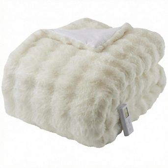 Wireless Heated Comforter Blanket, Faux Fur Electric Heated Blanket, 6 Heat Levels & 10H Auto-Off