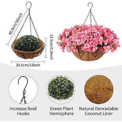 2 Set Artificial Outdoor Bougainvillea Flowers with Brown Basket