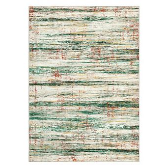 Modern Abstract Washable Rug - Stain Resistant Low Pile Area Carpet for Living Room, Bedroom