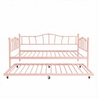 Daybed with Trundle, Metal Sofa Bed Frame