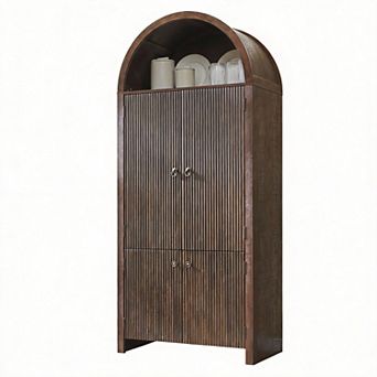 Arched Fluted Pantry Cabinet Adjustable Shelves Door Organizers