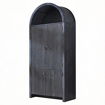 Arched Fluted Pantry Cabinet Adjustable Shelves Door Organizers