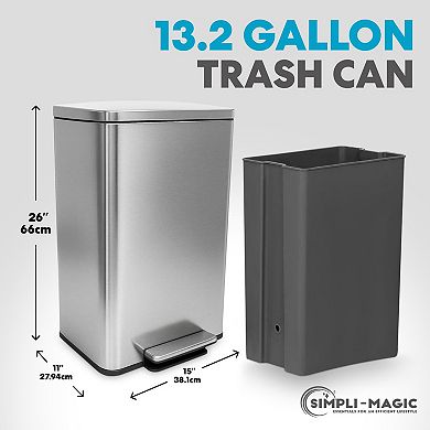 Soft-Close Step Trash Can with Filter Stainless Steel