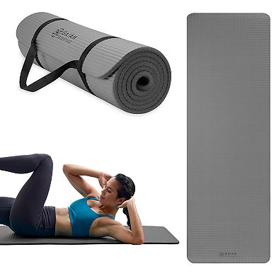 Yoga Pilates Exercise Mat with Carrier Strap Cushion Support