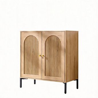 Modern Fluted Arched Buffet Cabinet Adjustable Shelves Coffee Bar