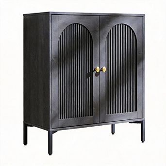 Modern Fluted Arched Buffet Cabinet Adjustable Shelves Coffee Bar