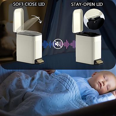 Slim Step Trash Can Soft Close Lid Metal Pedal Rectangle