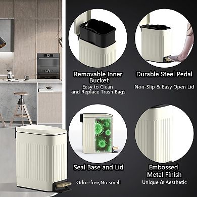 Slim Step Trash Can Soft Close Lid Metal Pedal Rectangle