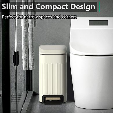 Slim Step Trash Can Soft Close Lid Metal Pedal Rectangle