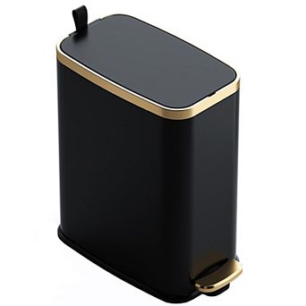 Slim Step Trash Can Soft Close Lid Metal Pedal Rectangle