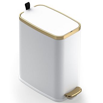 Slim Step Trash Can Soft Close Lid Metal Pedal Rectangle